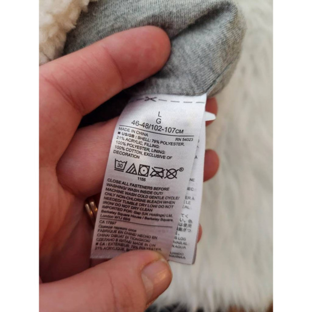 Banana‎ Republic Womens Sherpa Vest White Gray Full Zip Snap Insulated Pockets L - Picture 6 of 6
